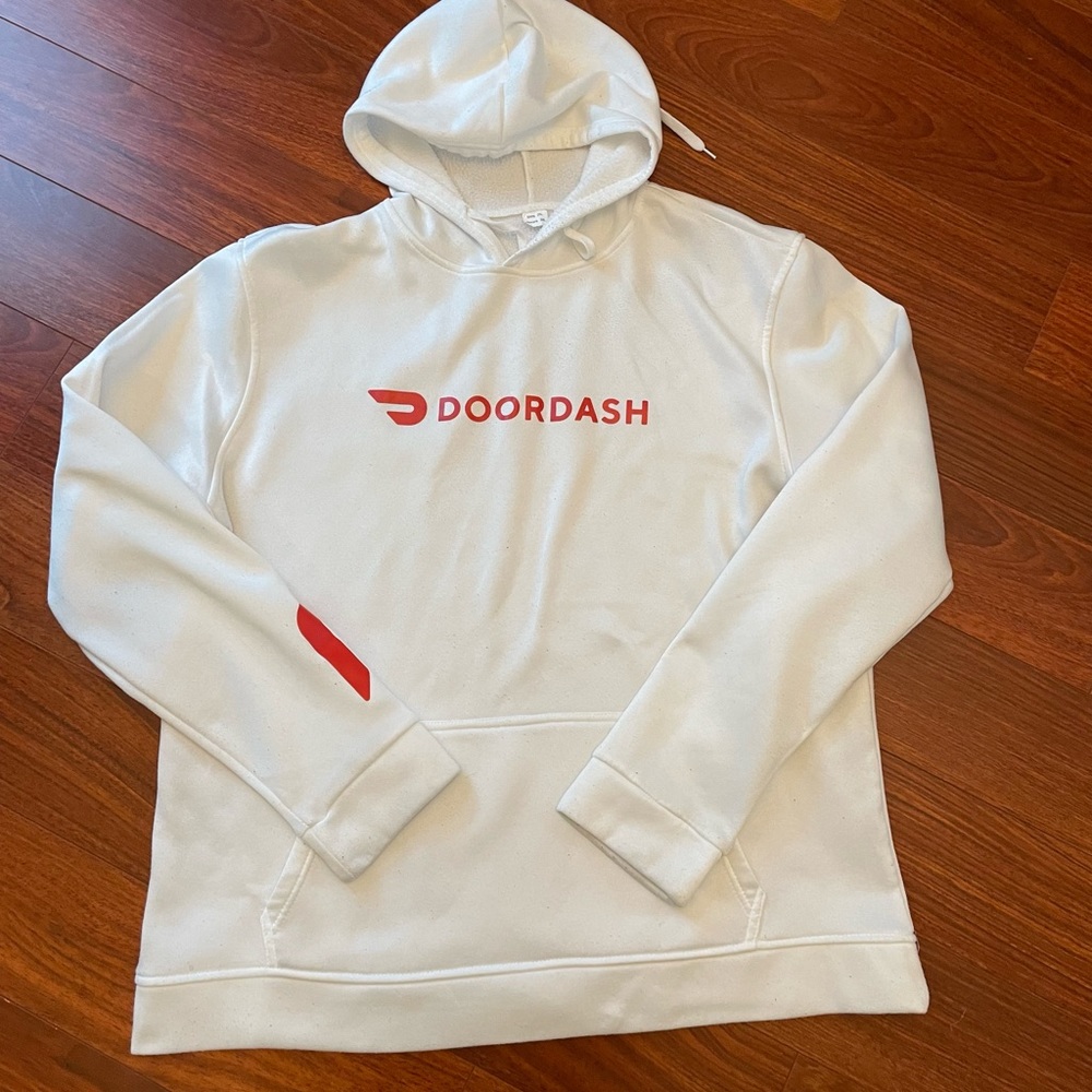 Doordash White Logo Custom Hooded Sweater Size 3XL